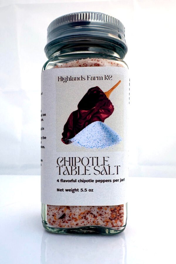 product image of Chipotle Table Salt with a square glass jar product label and a silver bottle top