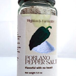 Poblano Table Salt product image in a square glass jar with a label and silver cap