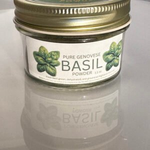 Basil powder, product image, culinary basil, dust, genovese